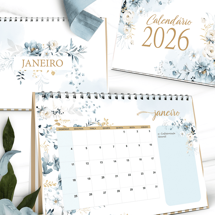 Arquivo Coleção Floral Azul Calendário 2026 3
