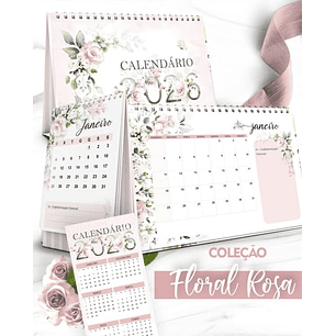 Arquivo Coleção Floral Rosa Calendário 2026
