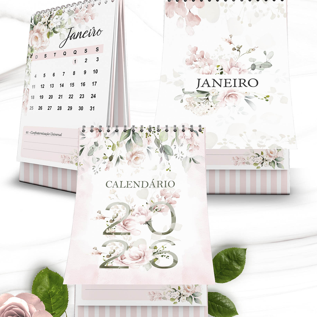 Arquivo Coleção Floral Rosa Calendário 2026 3
