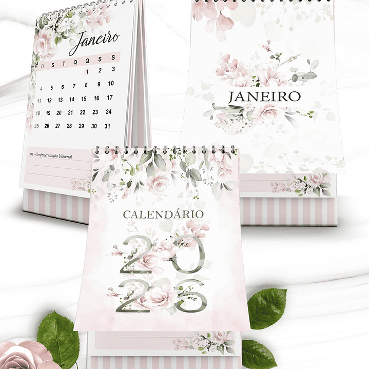 Arquivo Coleção Floral Rosa Calendário 2026 3