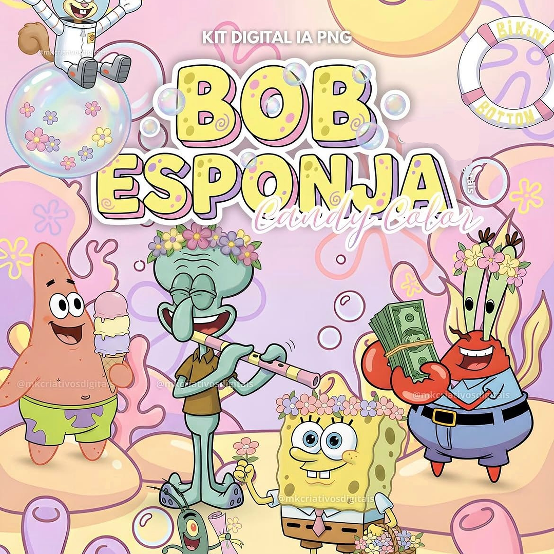 Kit Digital Bob Esponja Candy Color  1
