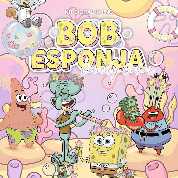 Kit Digital Bob Esponja Candy Color  1
