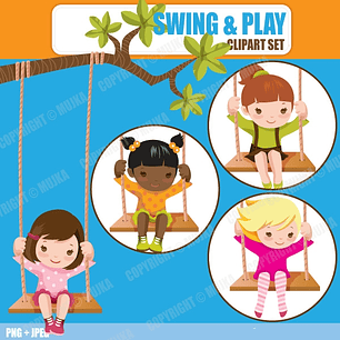 Kit Digital Meninas No Balanço 