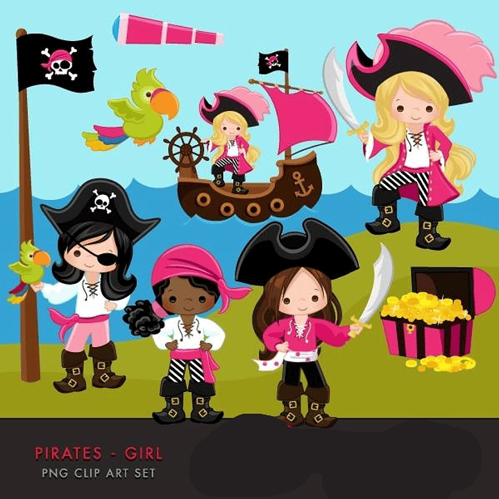 Kit Digital Piratas Menina 1