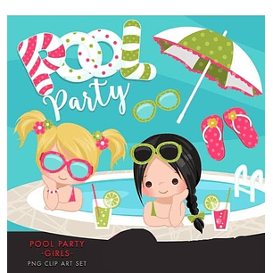 Kit Digital Pool Party Menina 