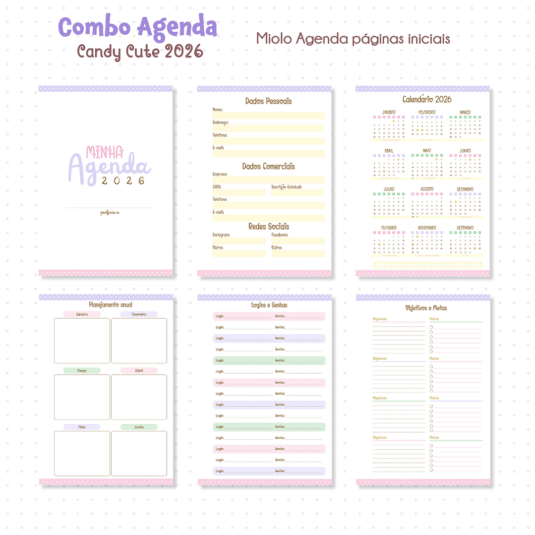 Arquivo Combo Agenda Candy Cute 2026  4