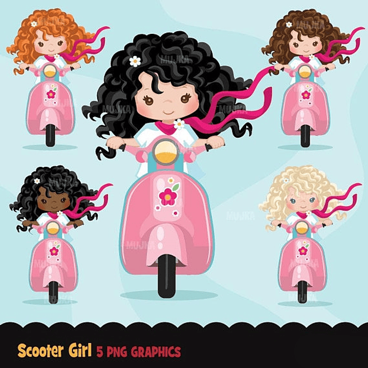 Kit Digital Meninas de Moto  1