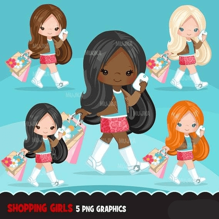 Kit Digital Meninas Fazendo Compras  1