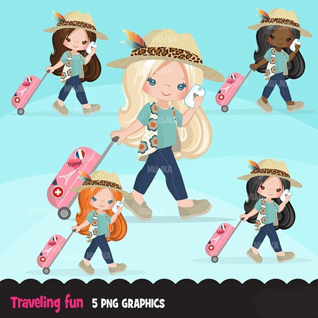 Kit Digital Menina Viajante  1