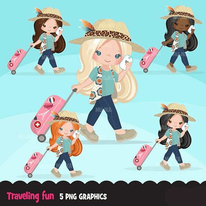 Kit Digital Menina Viajante  1