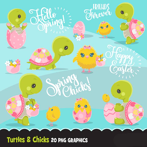 Kit Digital Tartarugas Fofas