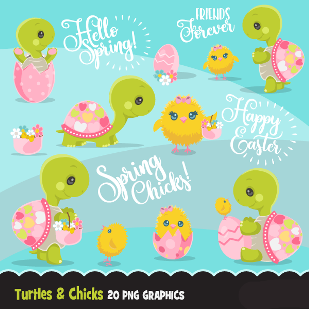 Kit Digital Tartarugas Fofas 1