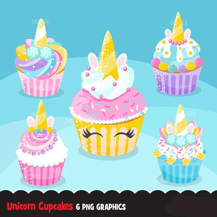Kit Digital Cupcakes Unicórnio  1