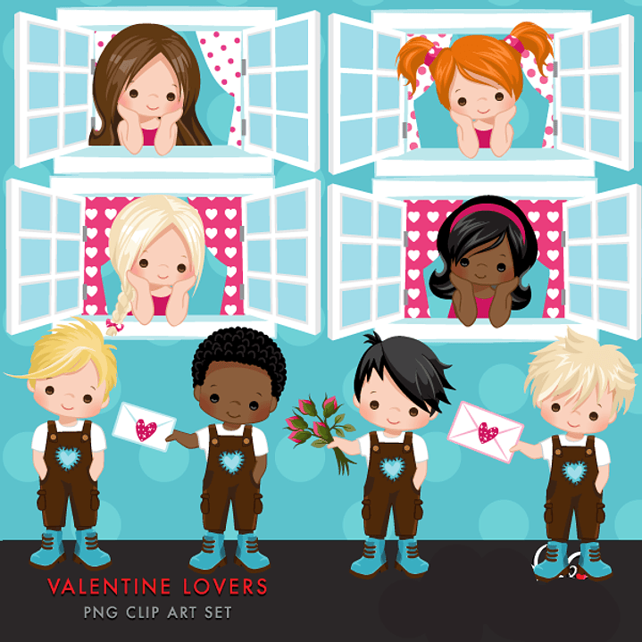 Kit Digital Menina Na Janela- Cartas e Flores  1