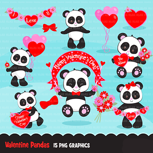 Kit Digital Panda Romântico  