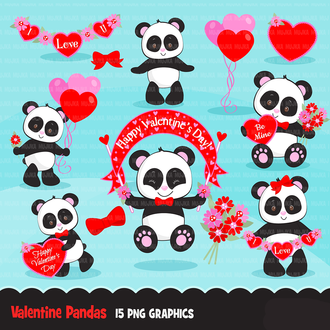 Kit Digital Panda Romântico   1