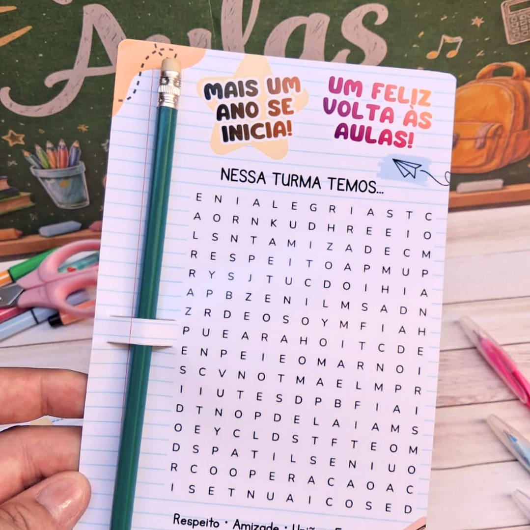 Arquivo Volta ás Áulas Card Kit Alunos + Caça Palavras 2