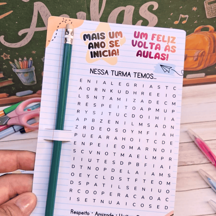 Arquivo Volta ás Áulas Card Kit Alunos + Caça Palavras 2