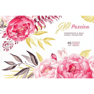 Kit Digital Flores Gold