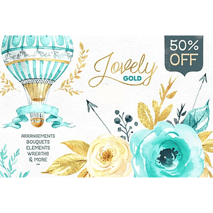 Kit Digital Balão Azul com Rosas