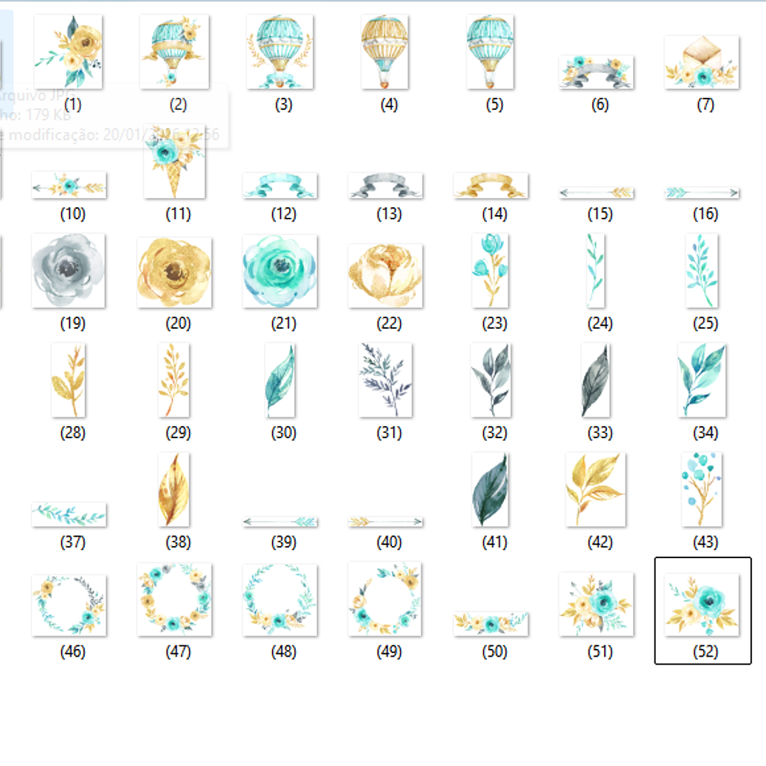 Kit Digital Balão Azul com Rosas 2