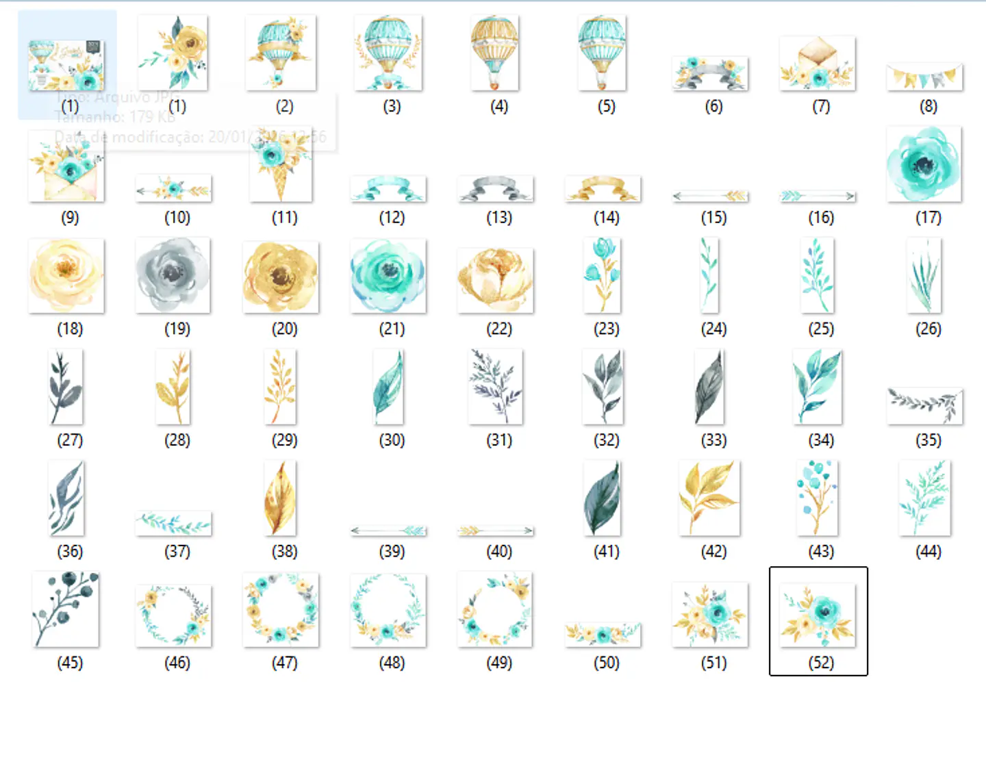 Kit Digital Balão Azul com Rosas 2