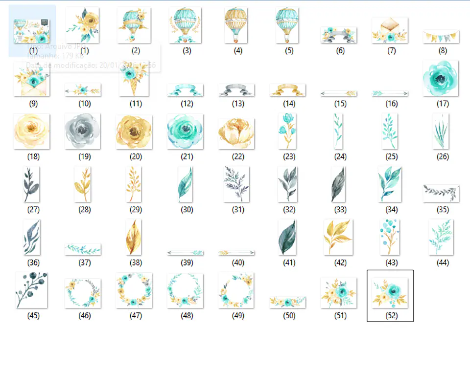 Kit Digital Balão Azul com Rosas 2