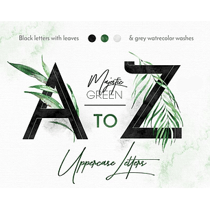 Kit Digital Letras Folhagen A-Z