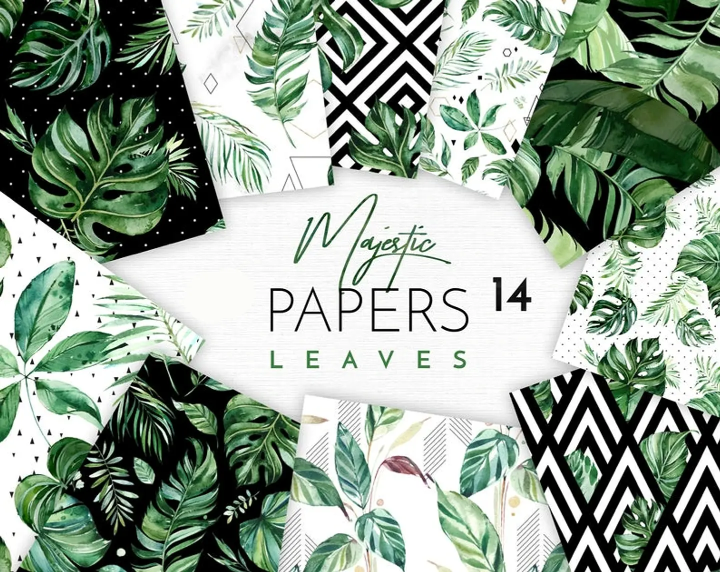 Kit Digital Pepelaria Folhas 1