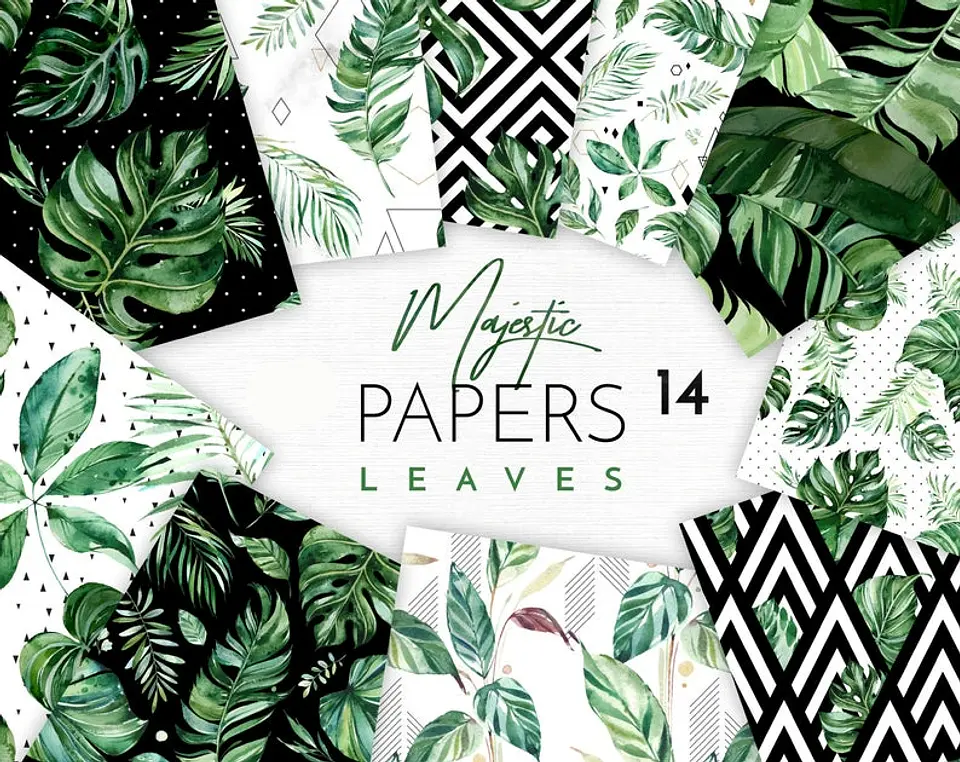 Kit Digital Pepelaria Folhas 1