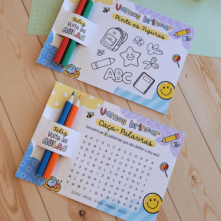 Arquivo Volta ás Áulas Card Lápis Colorir - Caça Palavras 1