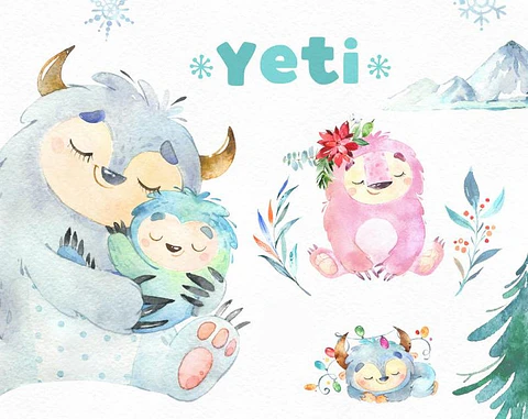 Kit Digital Animal Fofinho Yeti