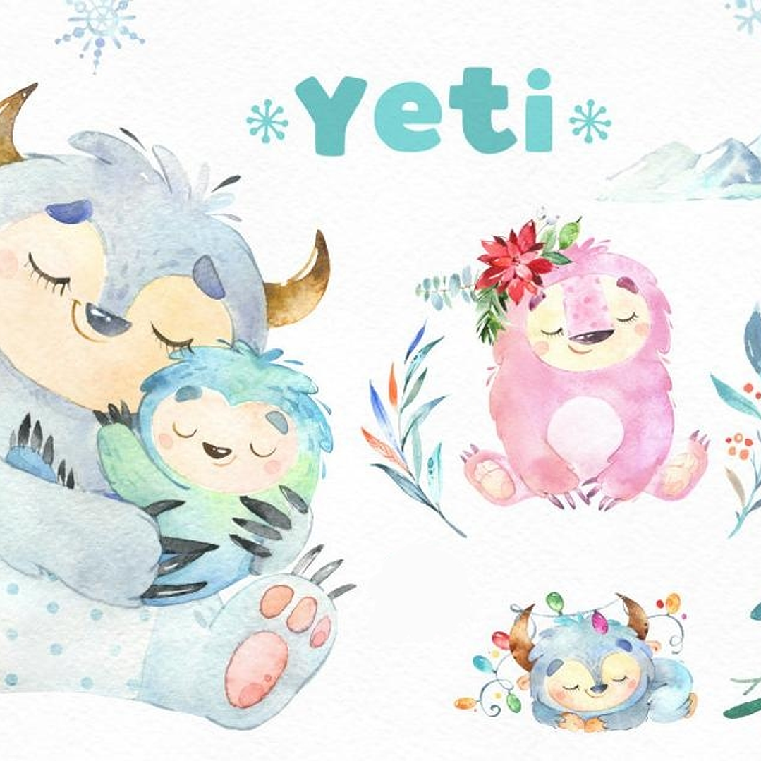 Kit Digital Animal Fofinho Yeti 1
