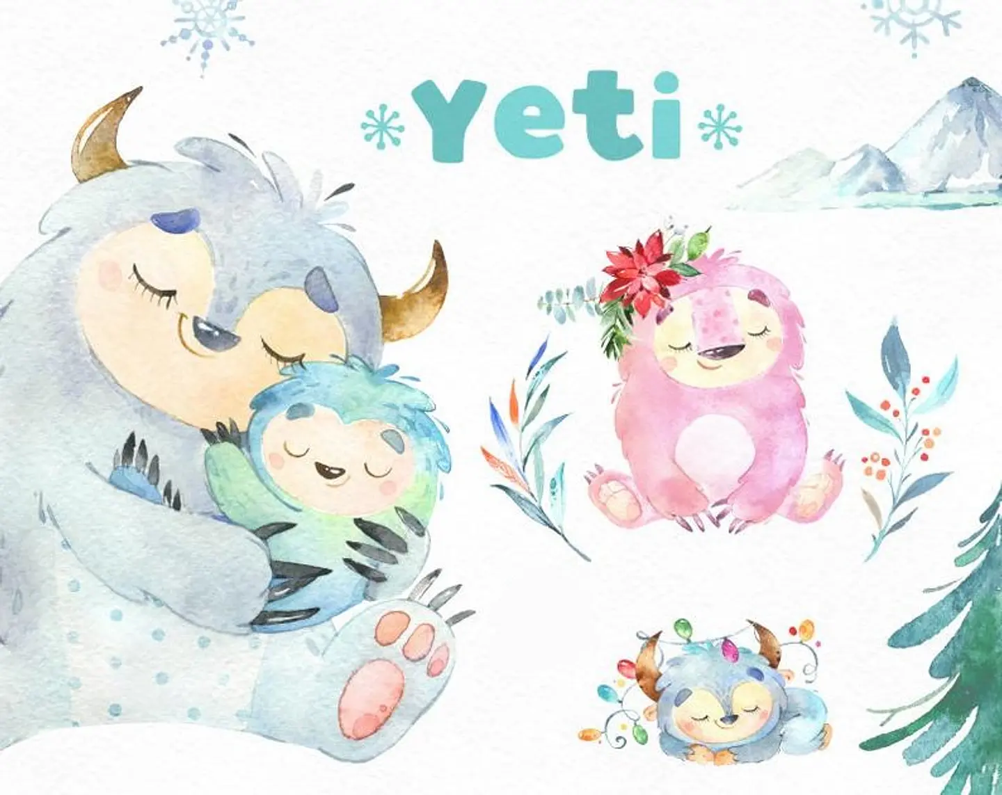 Kit Digital Animal Fofinho Yeti 1