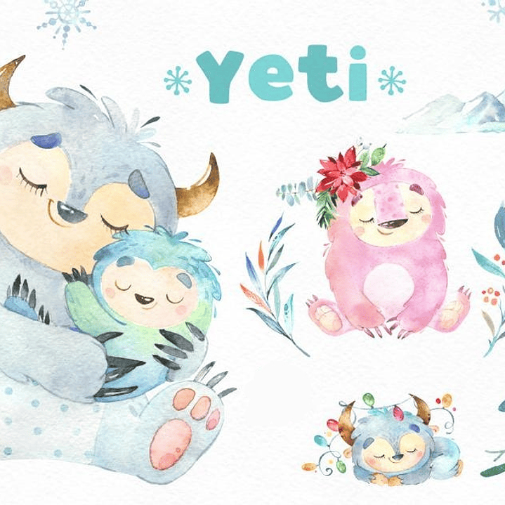 Kit Digital Animal Fofinho Yeti 1