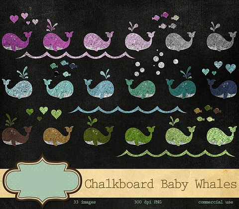 Kit Digital Baleias Coloridas 