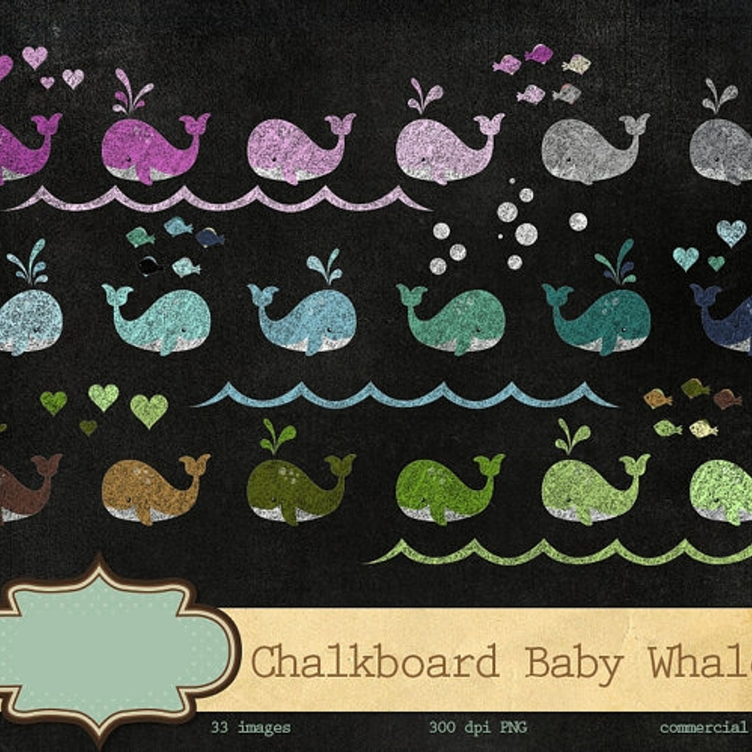 Kit Digital Baleias Coloridas  1