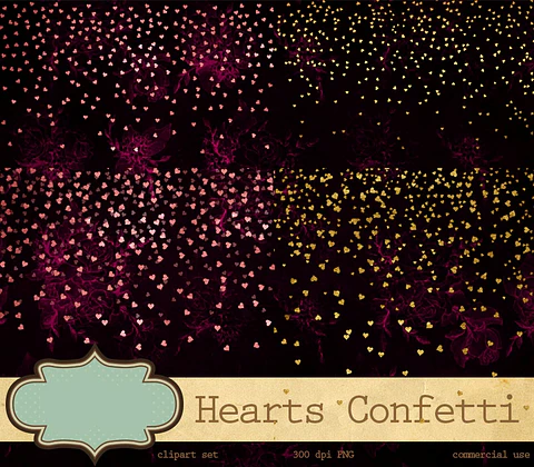 Kit Digital Confetes Coração 