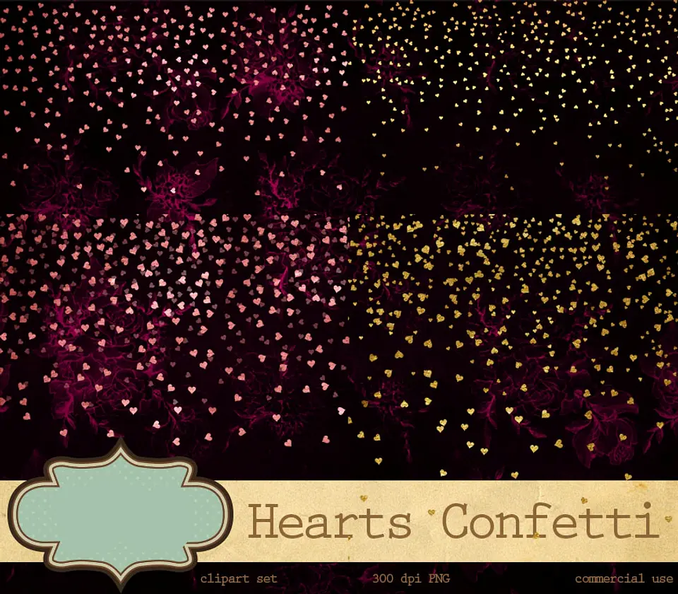 Kit Digital Confetes Coração  1