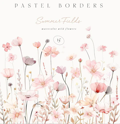 Kit Digital Floral Aquarela 