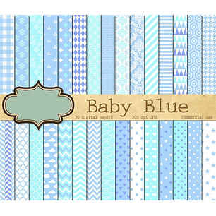 Kit Digital Papeis Baby Azul 