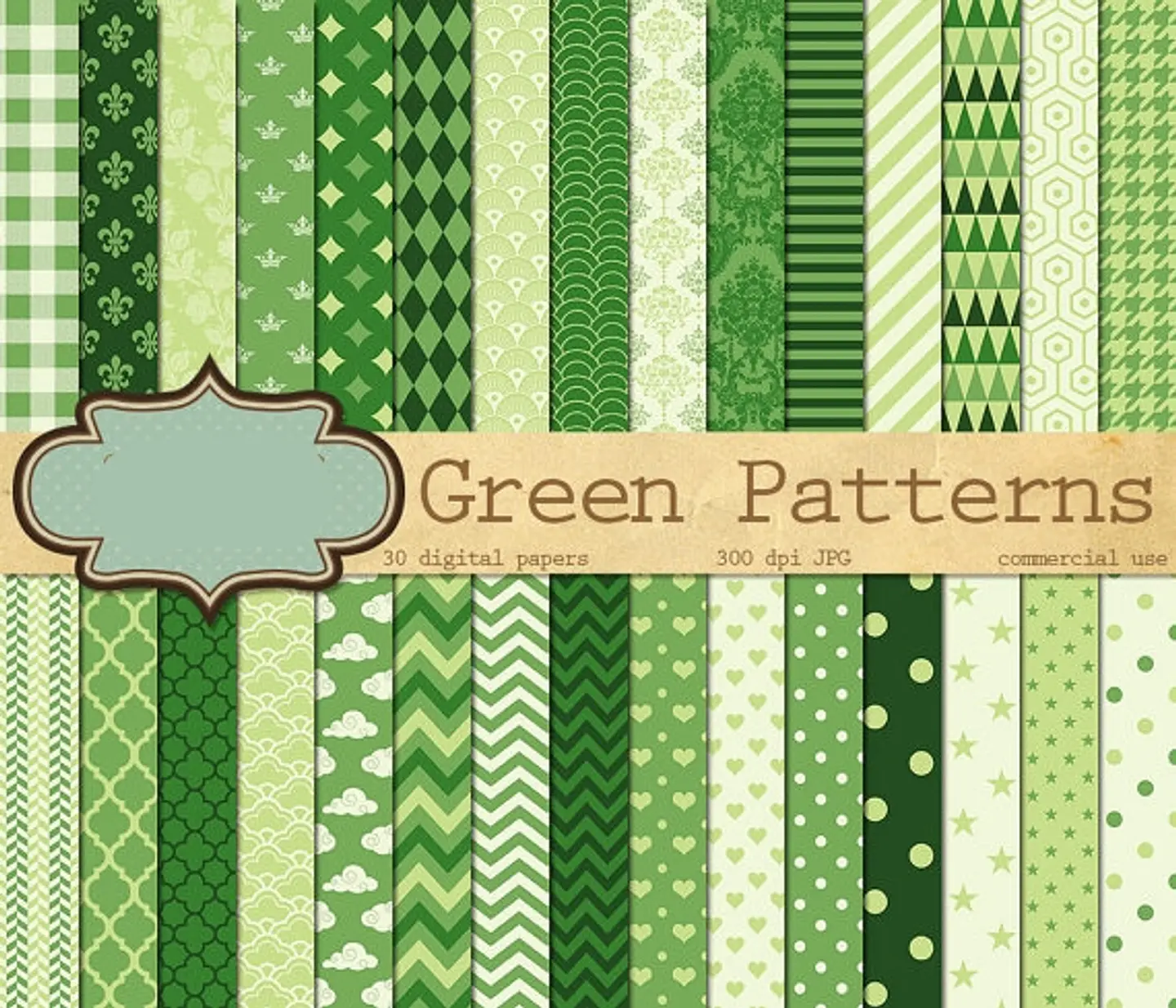 Kit Digital Papeis Verde  1