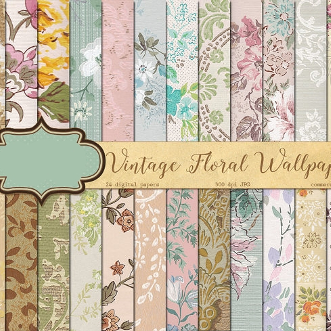 Kit Digital Papeis Floridos  1