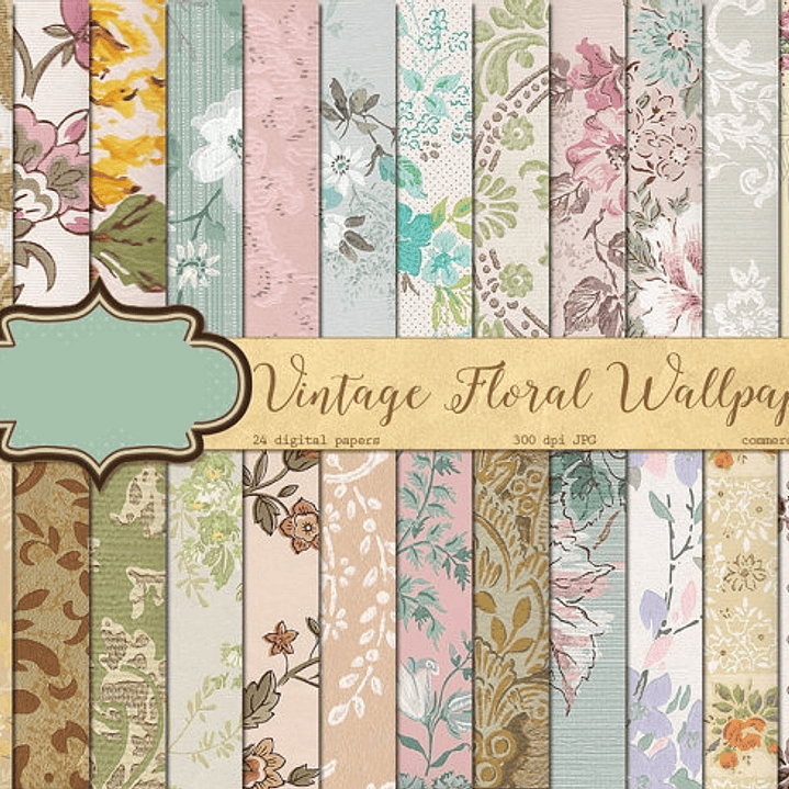 Kit Digital Papeis Floridos  1