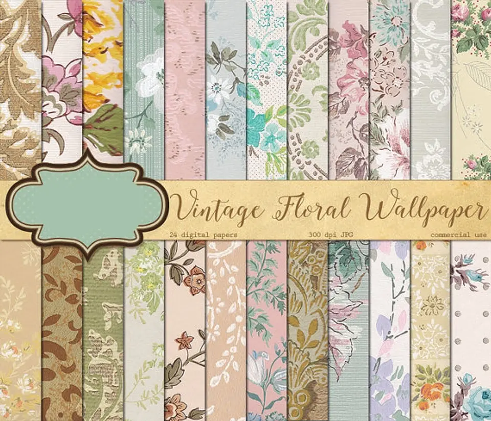 Kit Digital Papeis Floridos  1