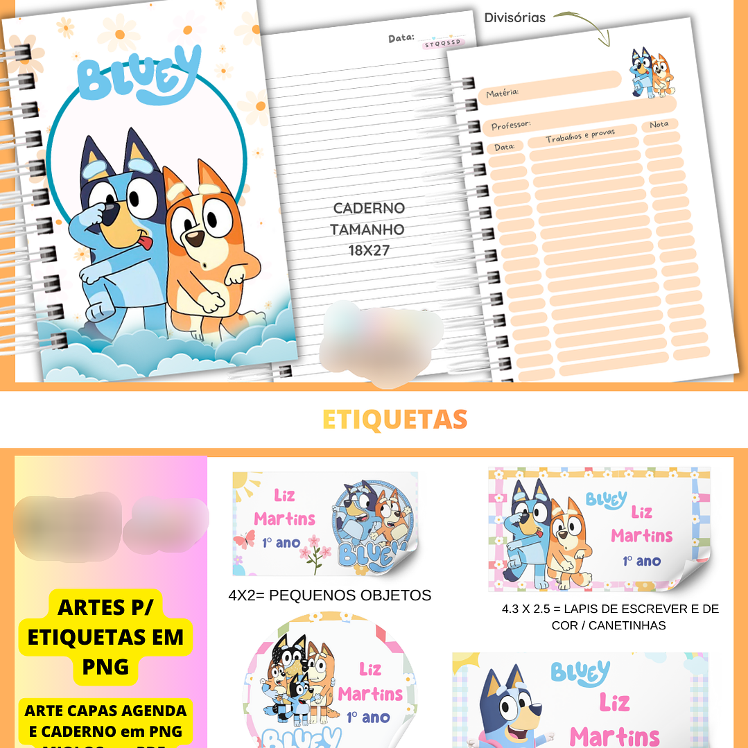 Arquivo Escolar Bluey Menina  2