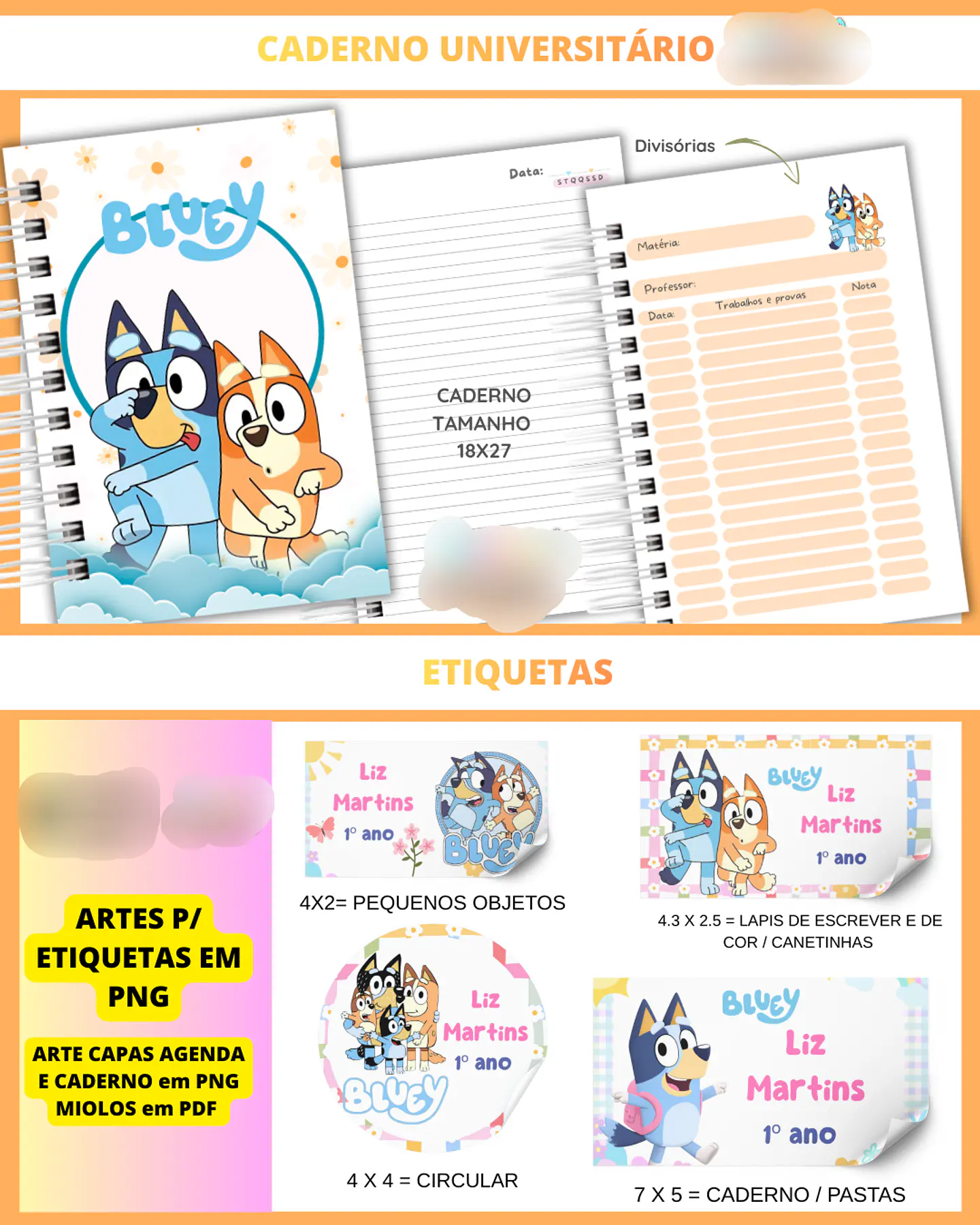 Arquivo Escolar Bluey Menina  2