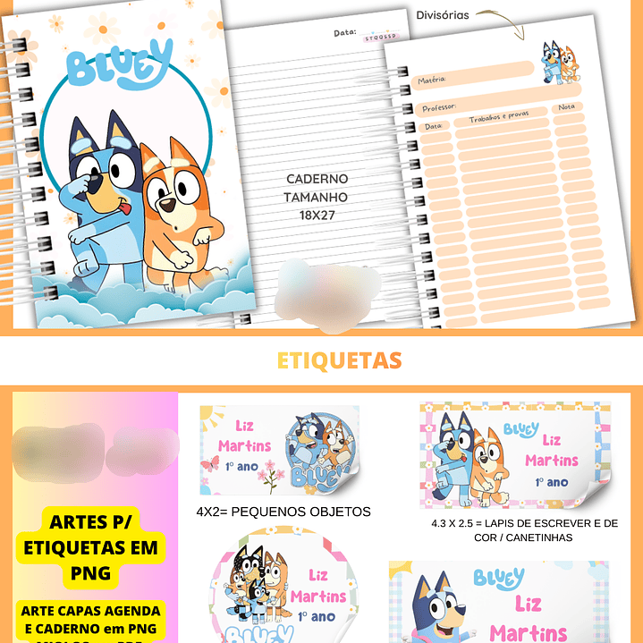 Arquivo Escolar Bluey Menina  2