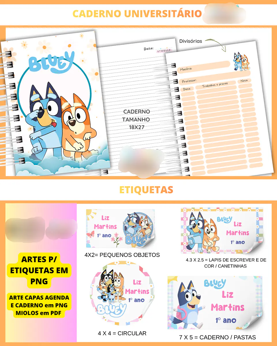 Arquivo Escolar Bluey Menina  2