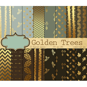 Kit Digital Papeis Dourado 